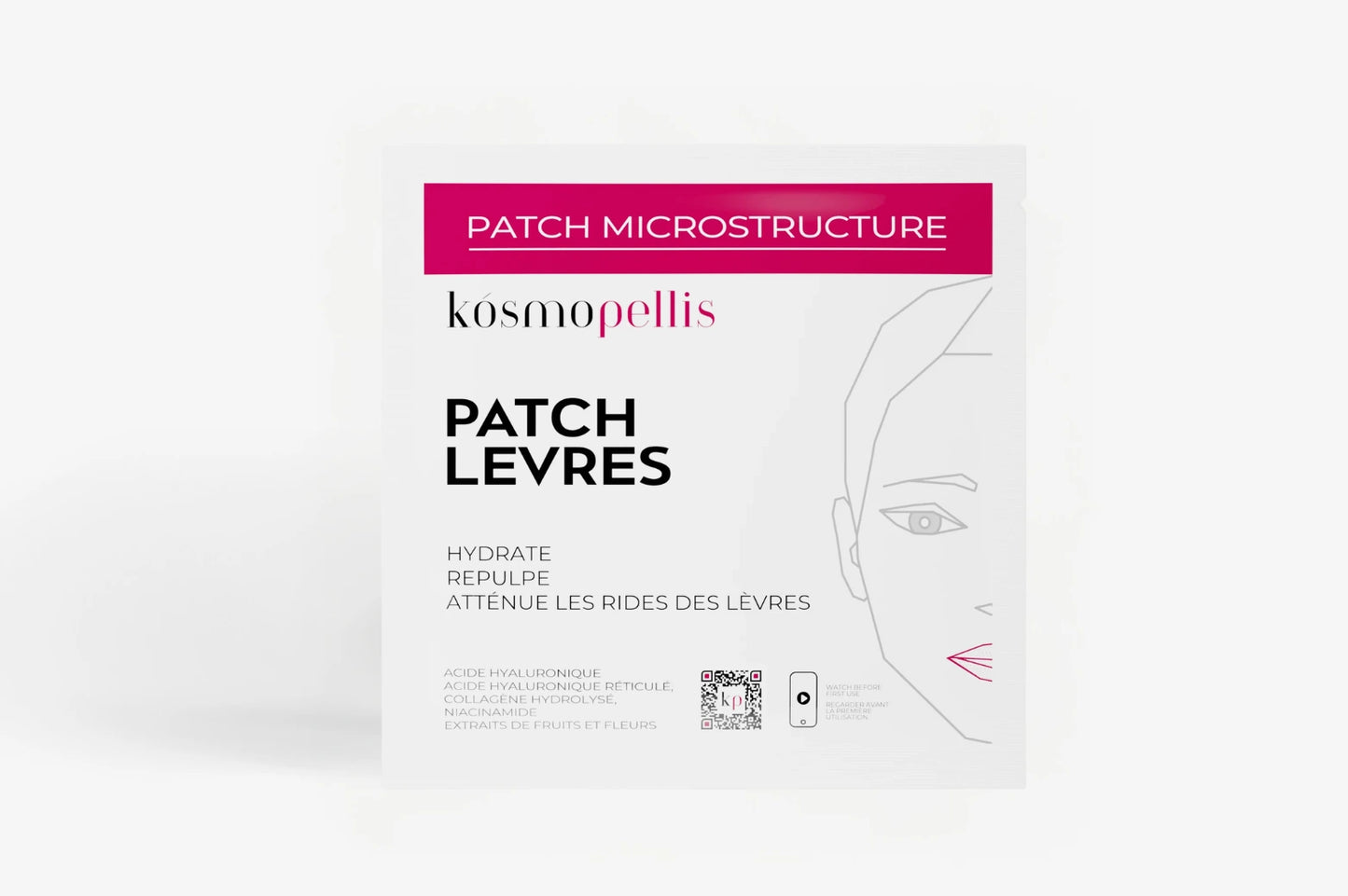 pochette patch lèvres microneedling pour hydrater et repulper les lèvres