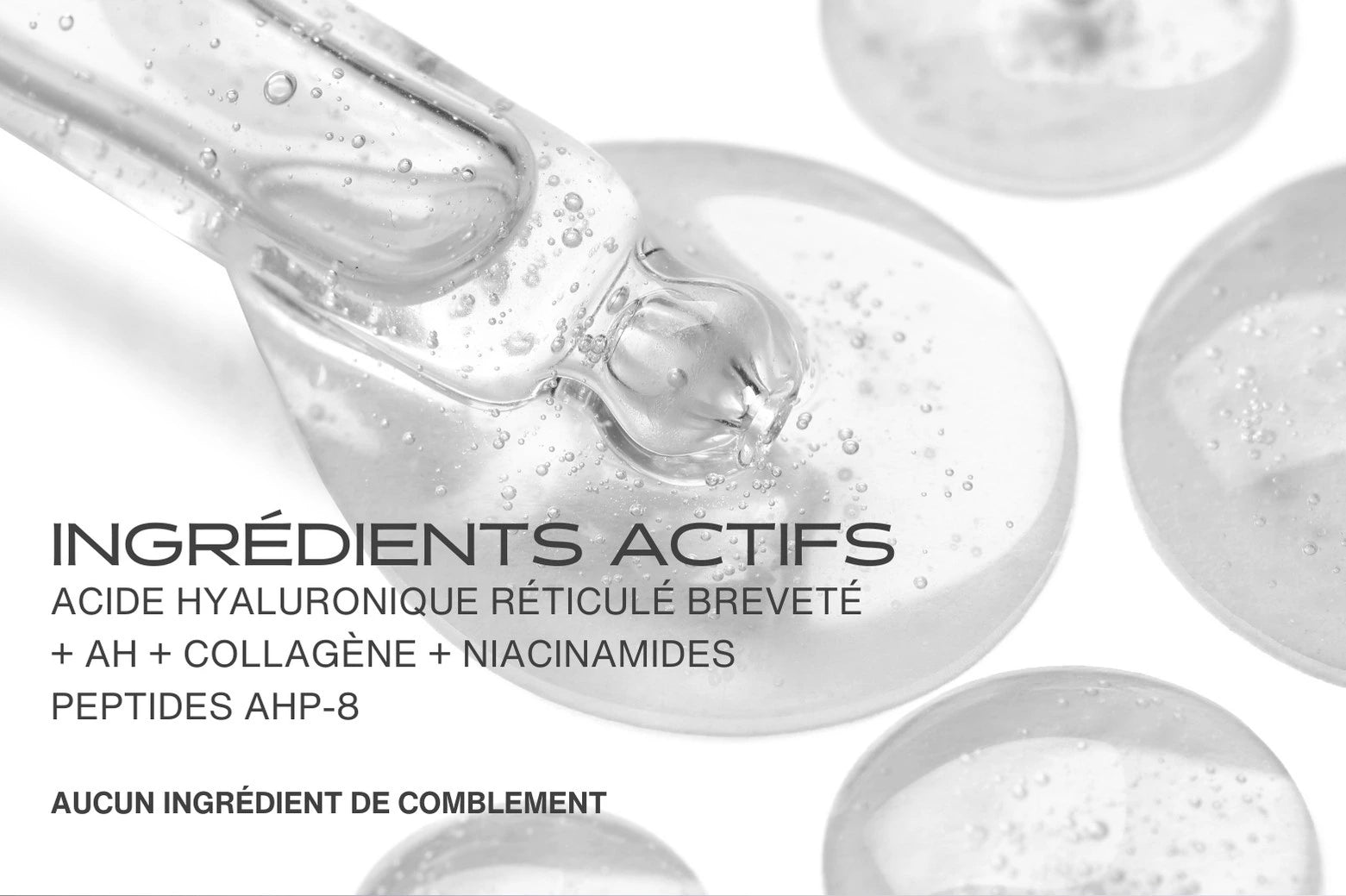 Ingrédients actifs présents dans le patch contour des yeux microneedling : acide hyaluronique + peptides ahp-8 + collagène + niacinamides + caféine
